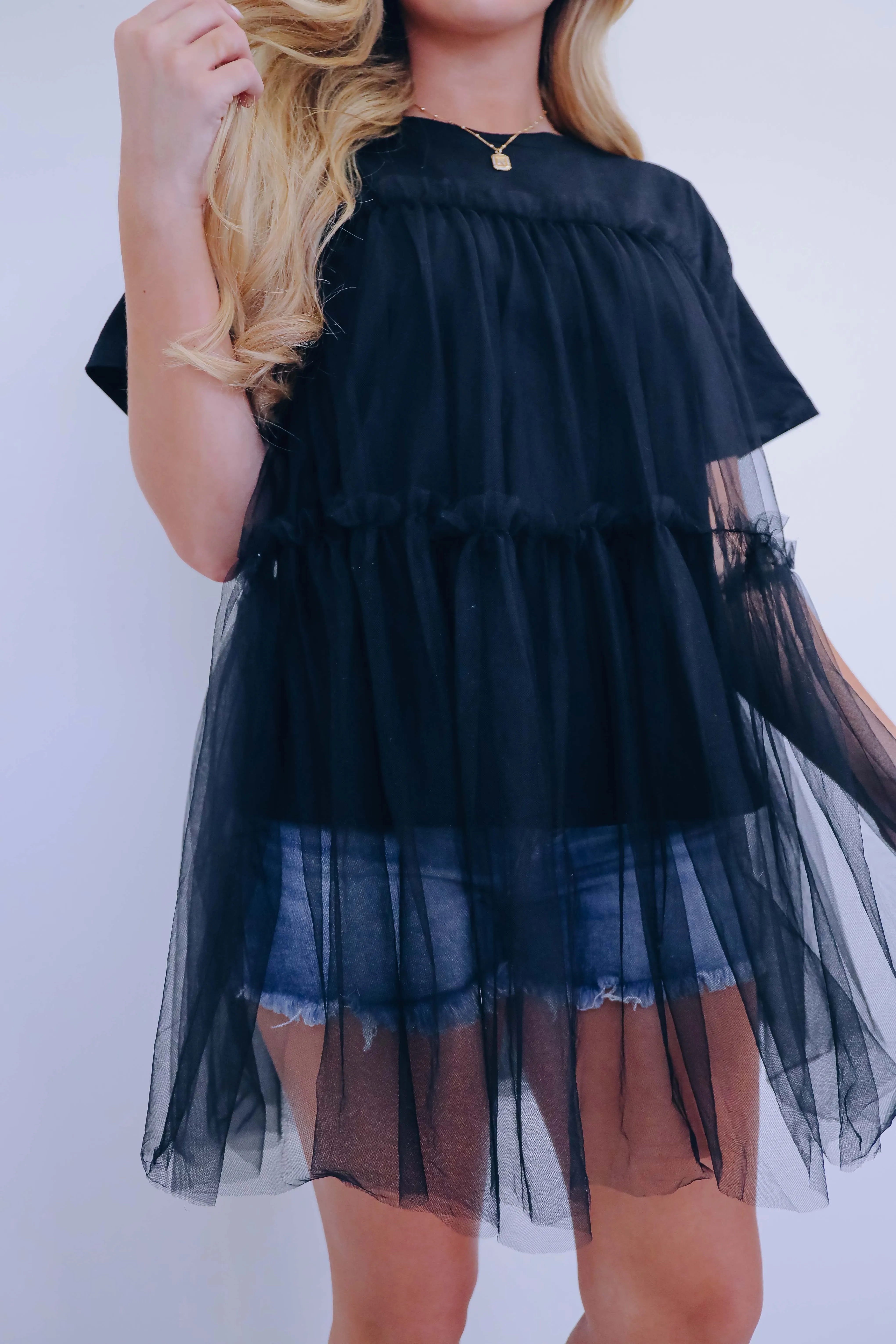 Mixie Mesh Tulle Tiered T-Shirt