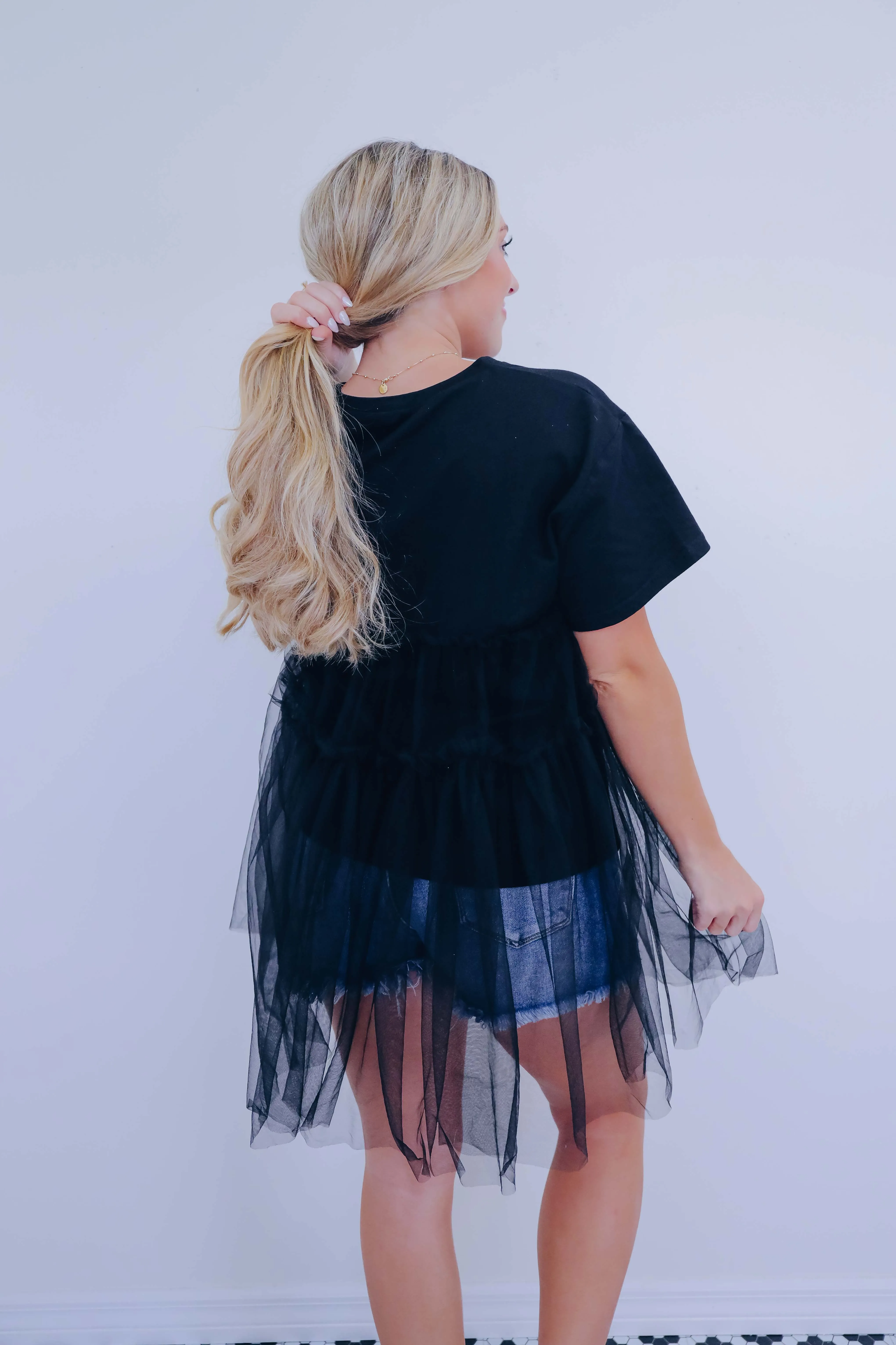 Mixie Mesh Tulle Tiered T-Shirt