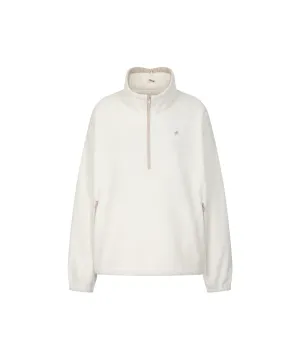 Monday Flow Half Zip-Up Warm Soft Fleece Top - Ivory
