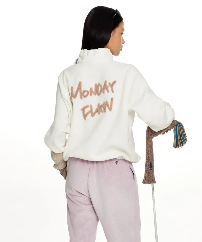 Monday Flow Half Zip-Up Warm Soft Fleece Top - Ivory