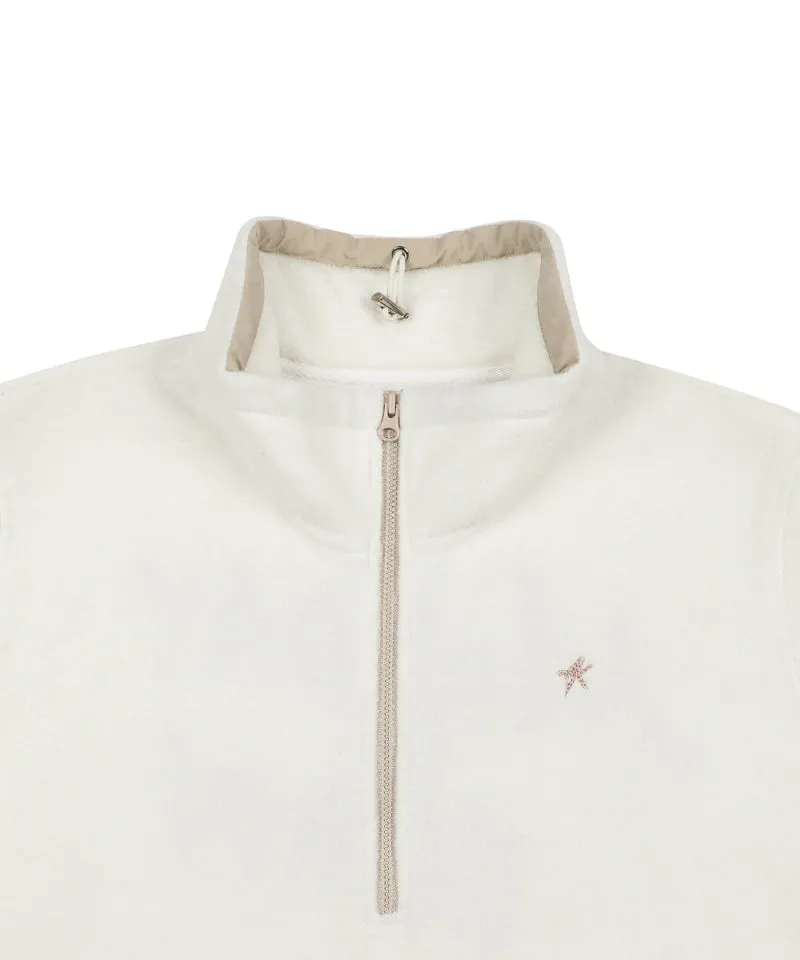 Monday Flow Half Zip-Up Warm Soft Fleece Top - Ivory