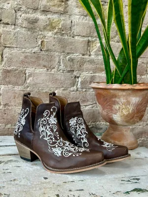 MYRA Brown Embroidered Leather Boots