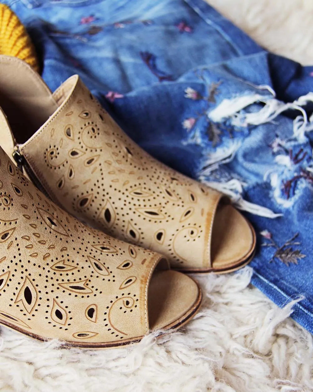 Nash Lace Booties in Camel