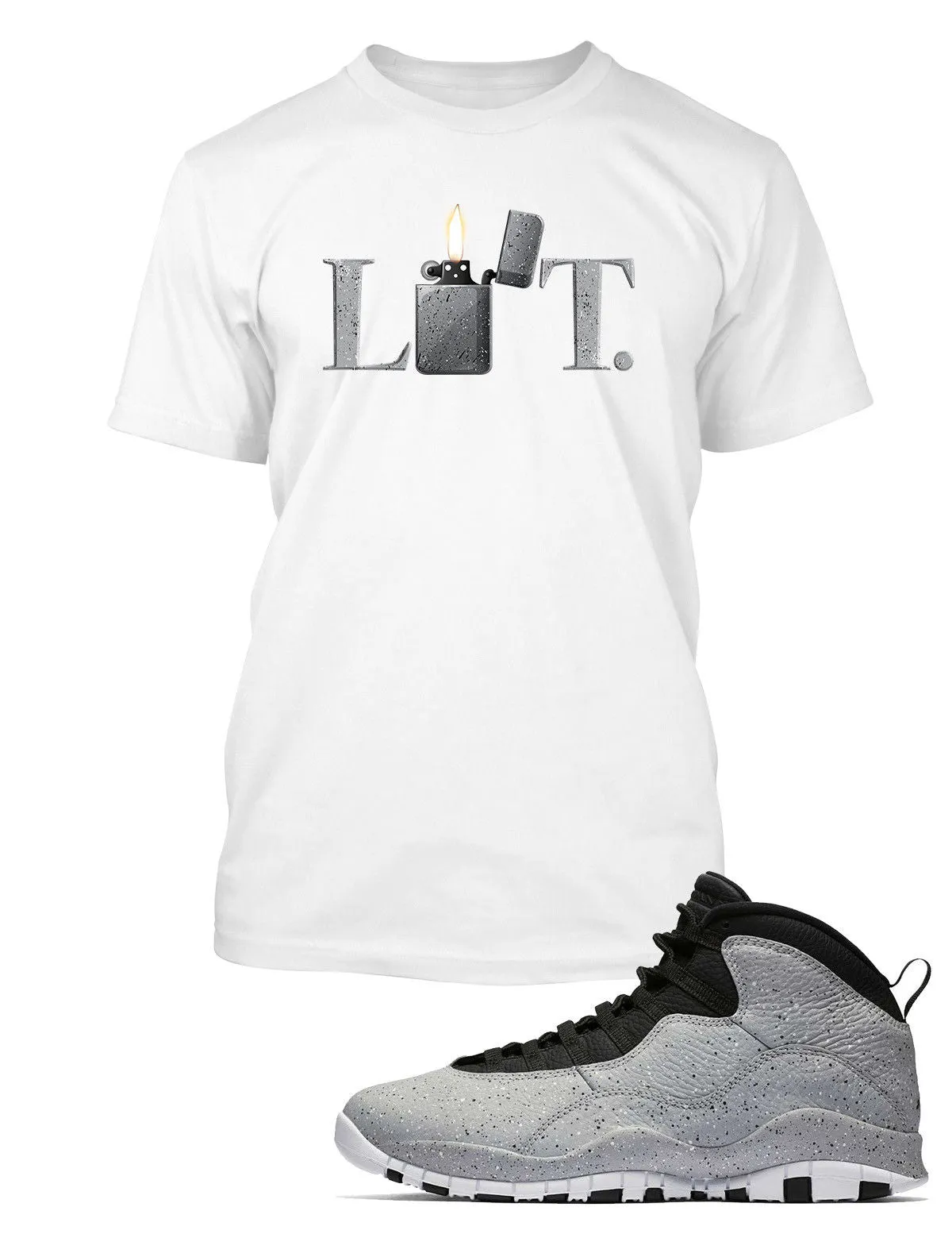 New Lit Graphic T Shirt to Match Air Jordan 10 Retro Light Smoke Shoe