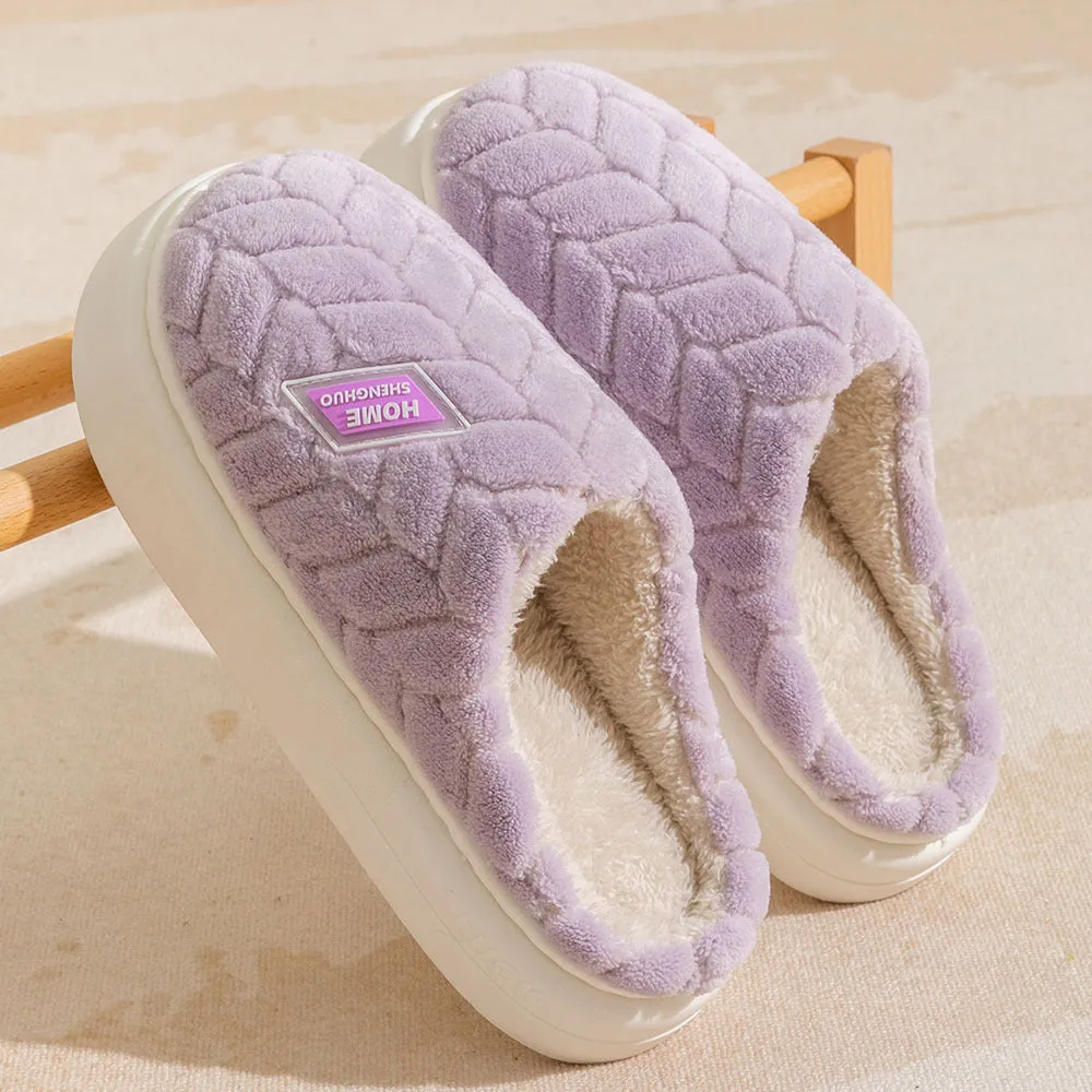 New Non-slip Thick-soled Plush Slippers Couple Winter Warm Home Slipper Indoor Fleece Shoes For Women Men