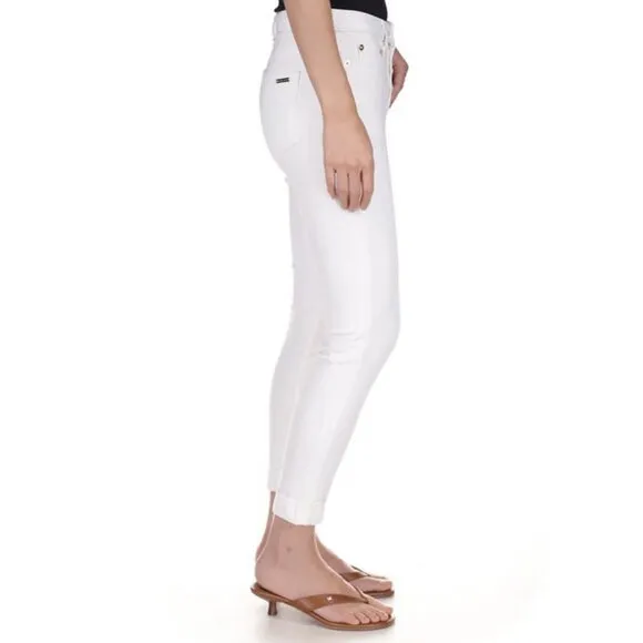 NWT Michael Kors Selma Skinny High Rise Cropped Stretch Jeans in White