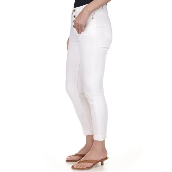 NWT Michael Kors Selma Skinny High Rise Cropped Stretch Jeans in White