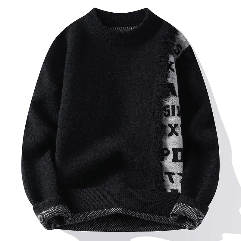 Obsidian Phoenix Luxury Hole Ripped Cashmere Sweater - Top-Quality Thick Warm Men’s Pullover in Casual Loose Fit