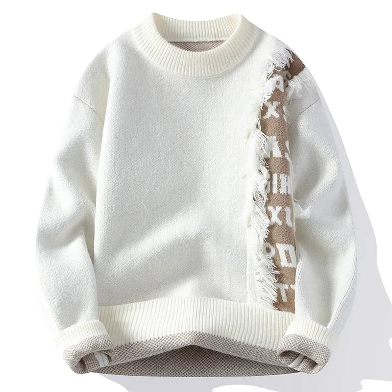 Obsidian Phoenix Luxury Hole Ripped Cashmere Sweater - Top-Quality Thick Warm Men’s Pullover in Casual Loose Fit