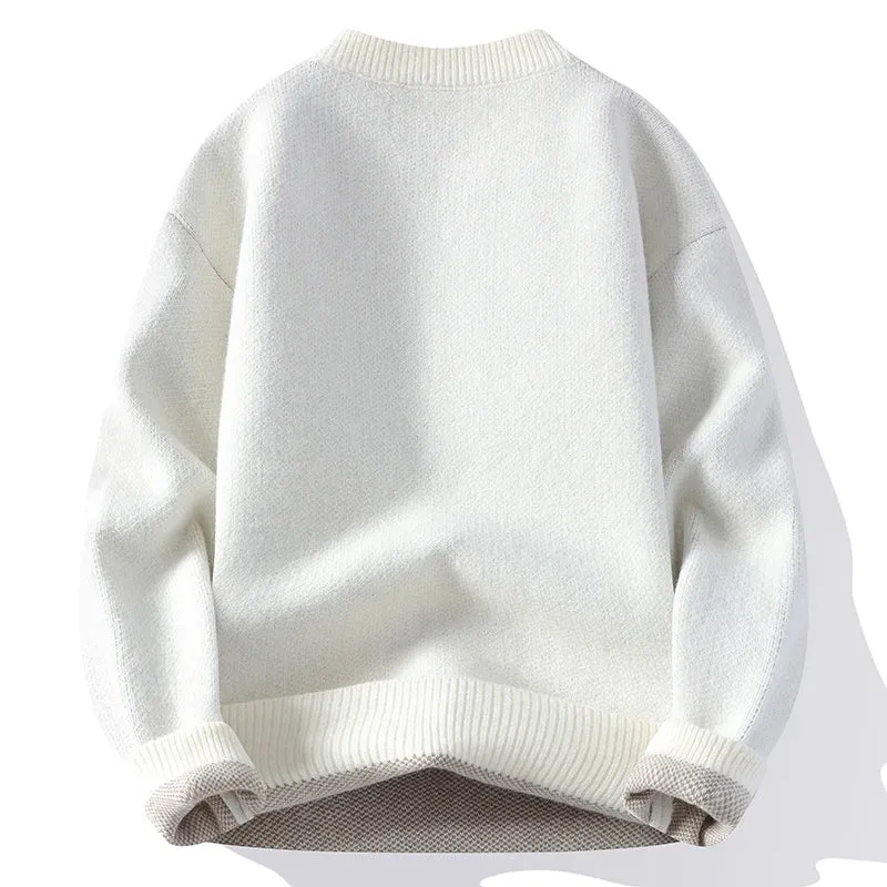 Obsidian Phoenix Luxury Hole Ripped Cashmere Sweater - Top-Quality Thick Warm Men’s Pullover in Casual Loose Fit