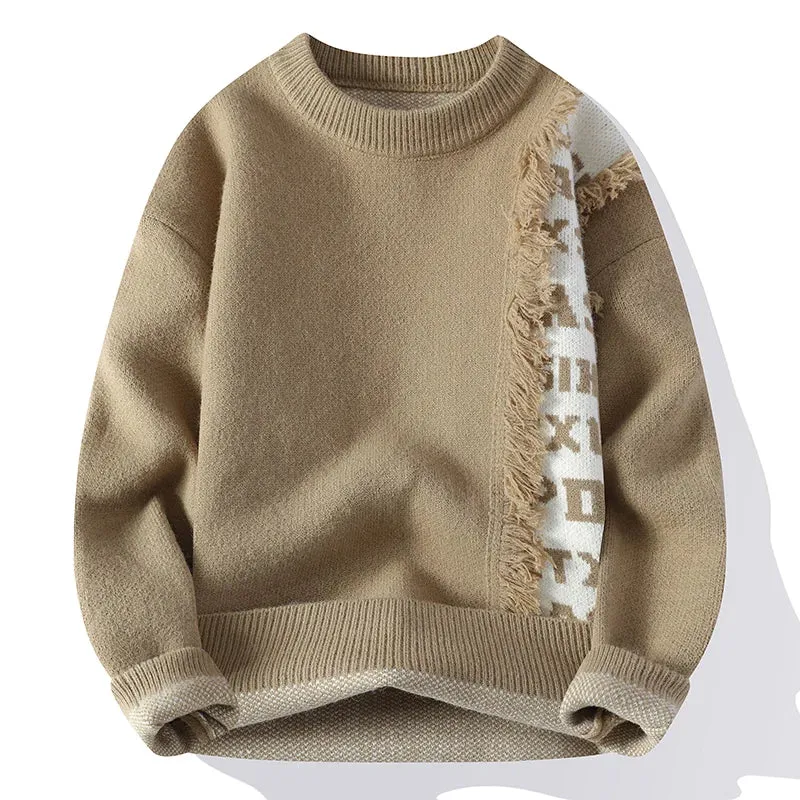 Obsidian Phoenix Luxury Hole Ripped Cashmere Sweater - Top-Quality Thick Warm Men’s Pullover in Casual Loose Fit