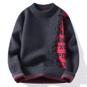 Obsidian Phoenix Luxury Hole Ripped Cashmere Sweater - Top-Quality Thick Warm Men’s Pullover in Casual Loose Fit