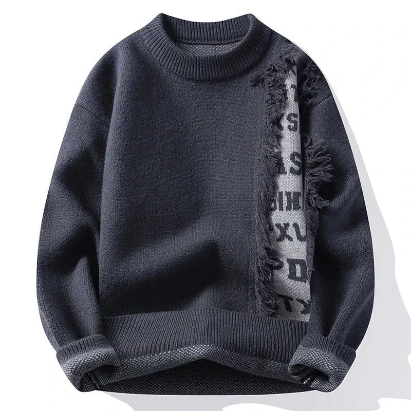Obsidian Phoenix Luxury Hole Ripped Cashmere Sweater - Top-Quality Thick Warm Men’s Pullover in Casual Loose Fit