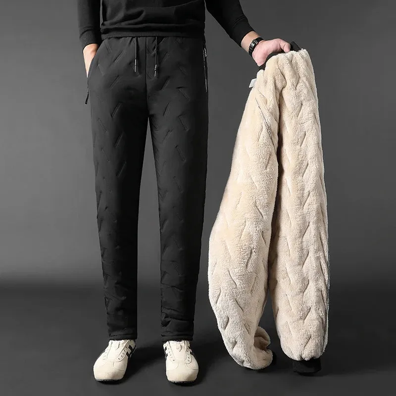 Obsidian Phoenix Winter Sweatwear - Plush Thick Fleece Sweatpants with Lambswool for Men