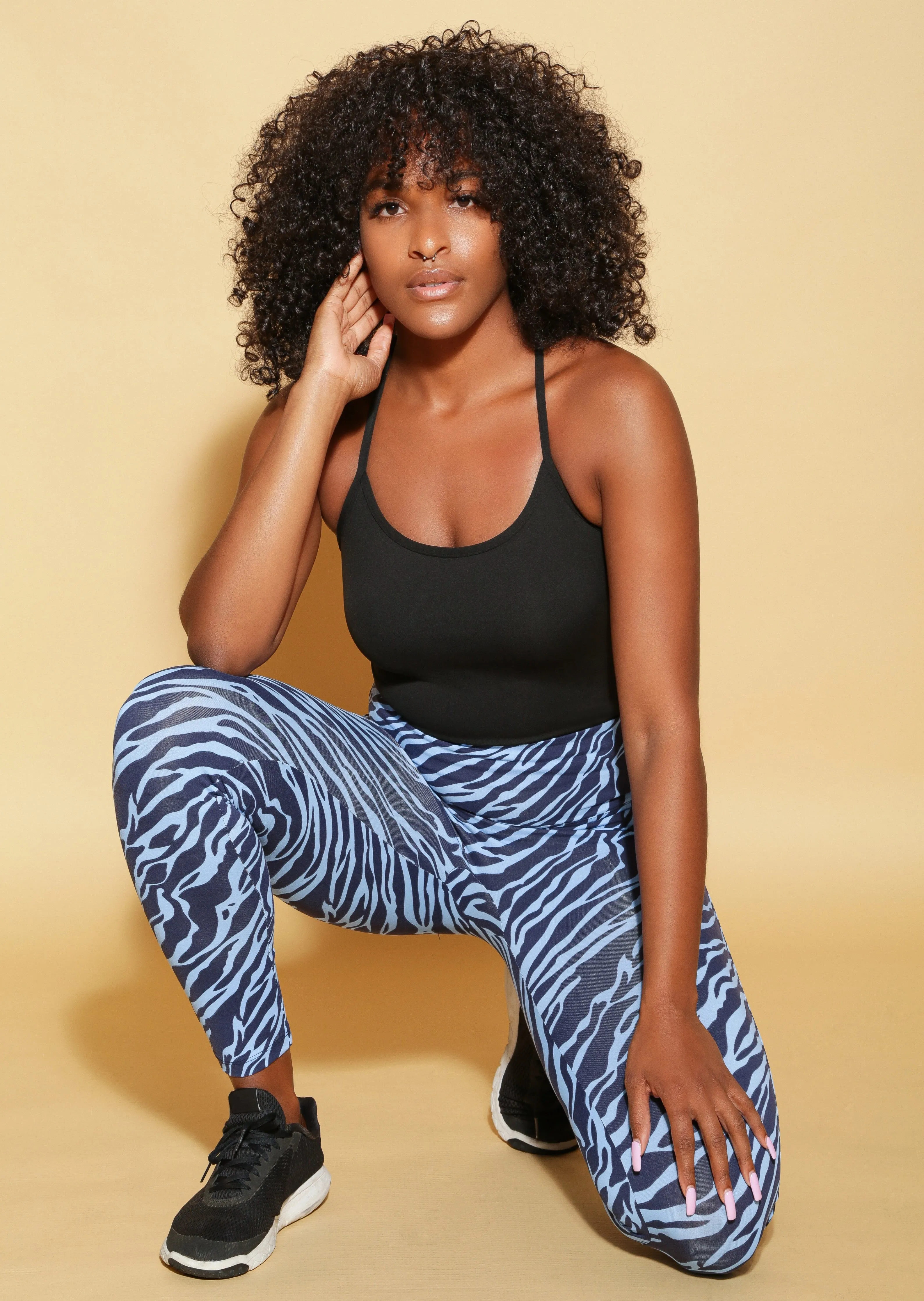 Okapi Leggings Black/Blue Striped