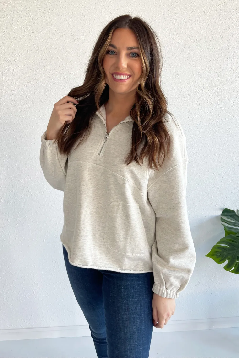 Oversized Half-Zip Sweatshirt