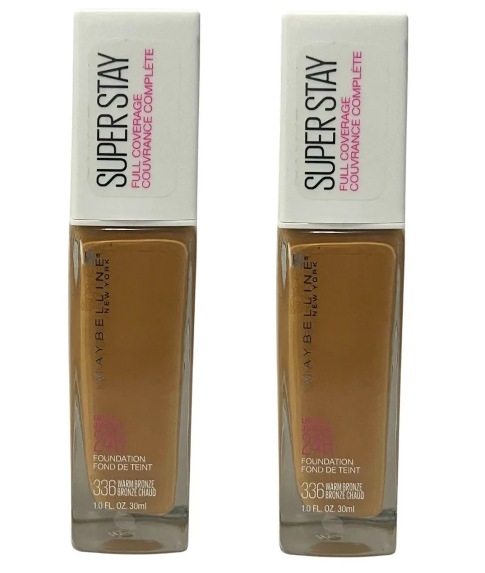 Pack of 2 Maybelline New York Superstay Full Coverage 24HR Liquid Foundation, Warm Bronze 336