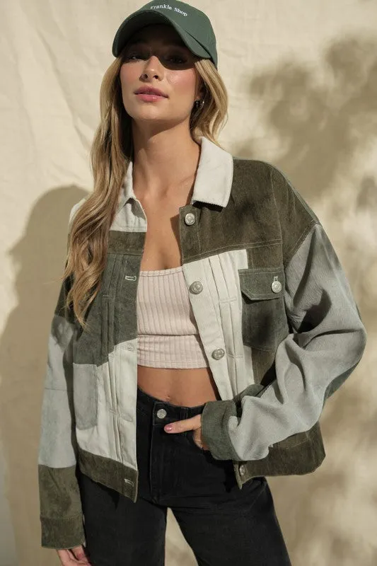 Patchwork Corduroy Shacket