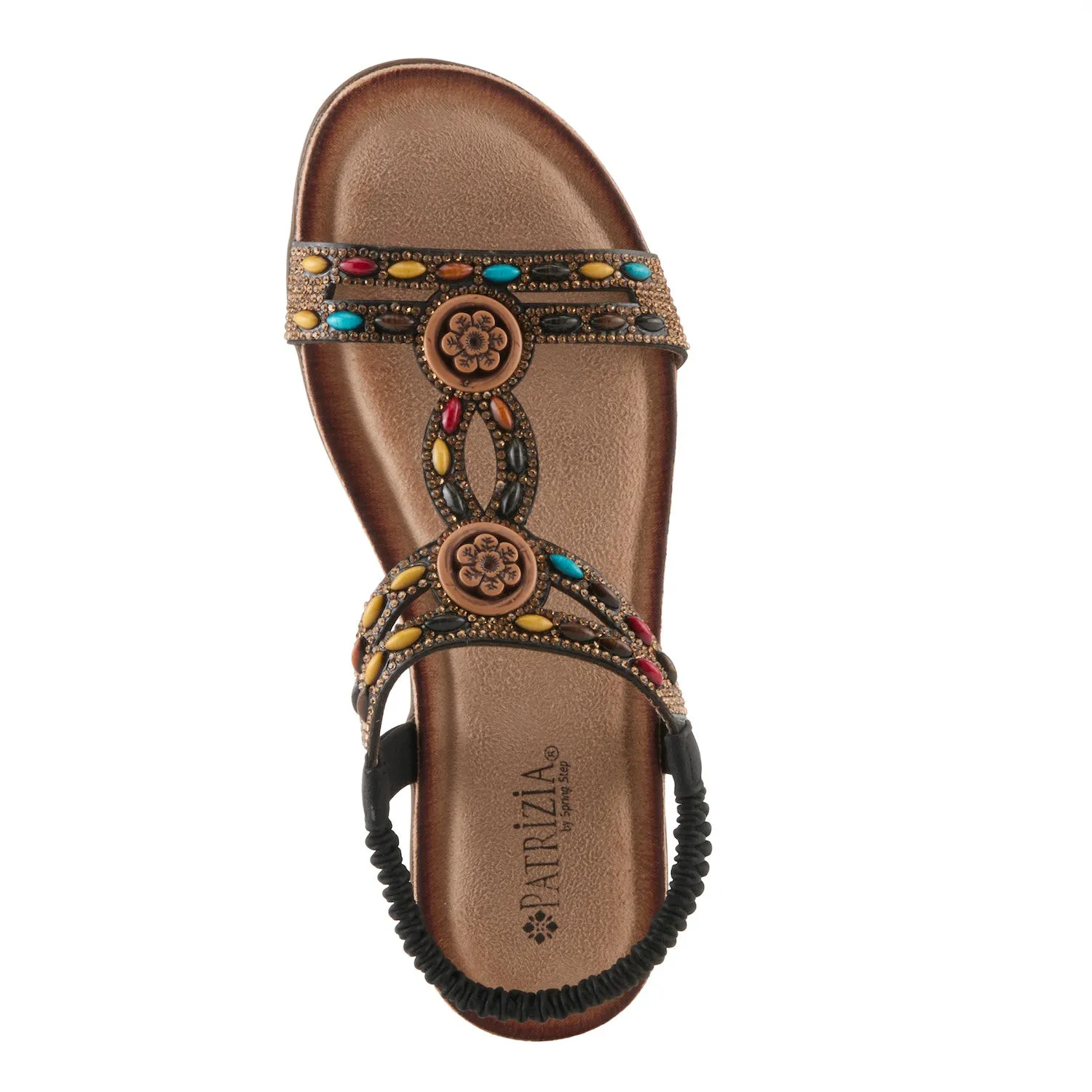 Patrizia by Spring Step Women's Ponyo Slip-on Leather Sandal - Black