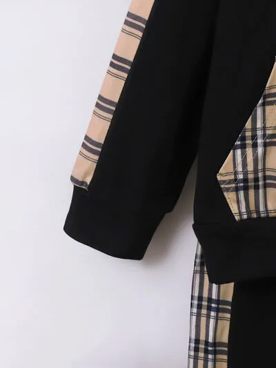 Plaid Long Sleeve Hoodie and Pants Set