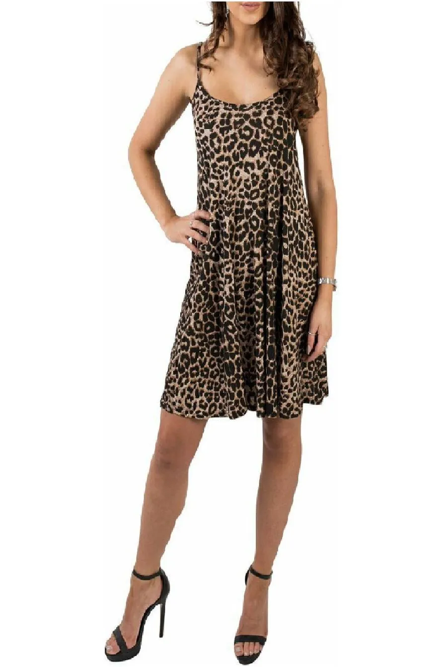 Plus Size Leopard Print Strappy Dress Vest Top