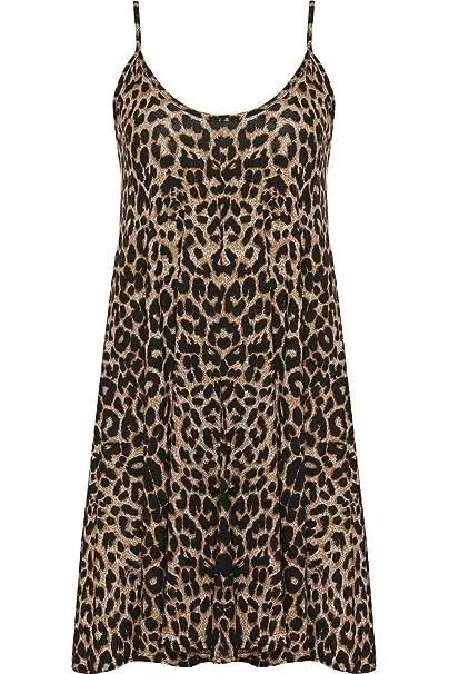 Plus Size Leopard Print Strappy Dress Vest Top