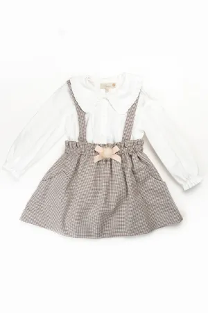 "Autumn" Brown Houndstooth Skirt & Blouse