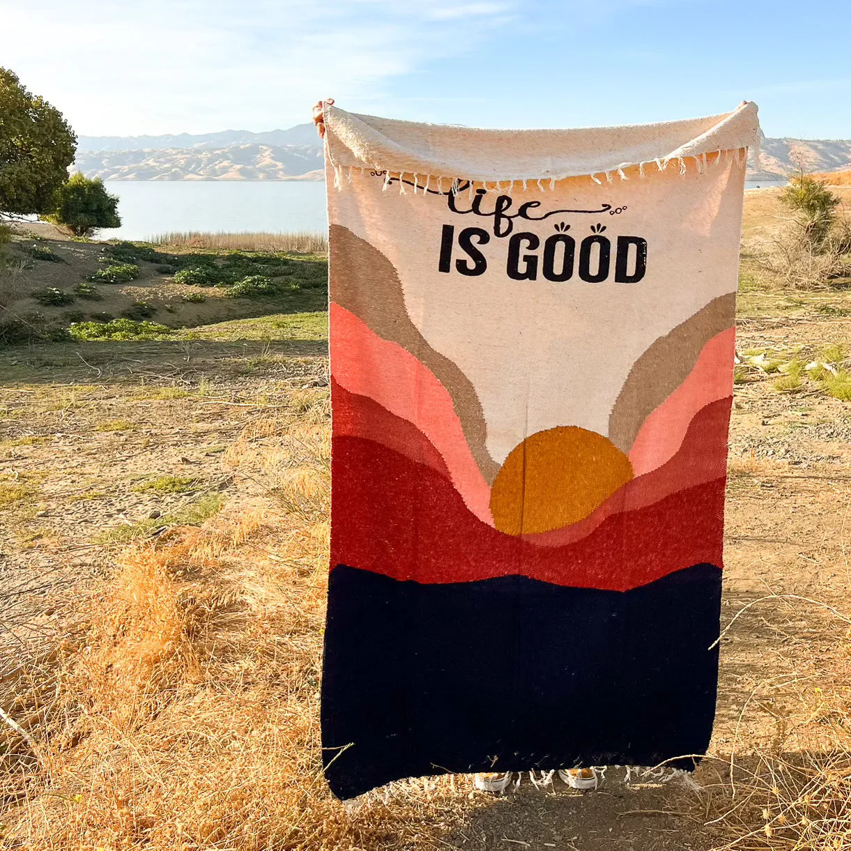 "Life is Good" - Warm Throw - Mexican Blanket