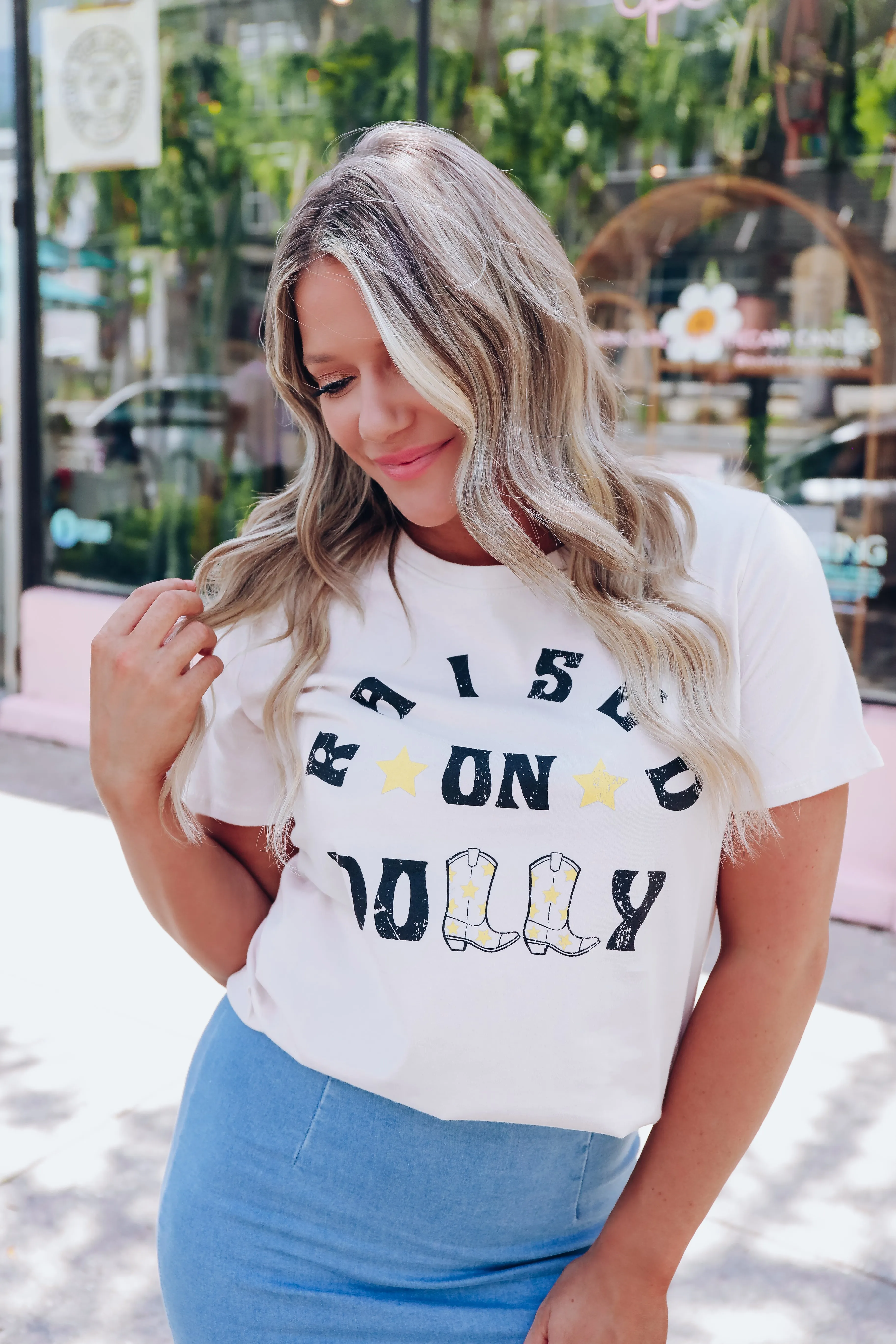 "Raised On Dolly" Graphic Tee - Sand