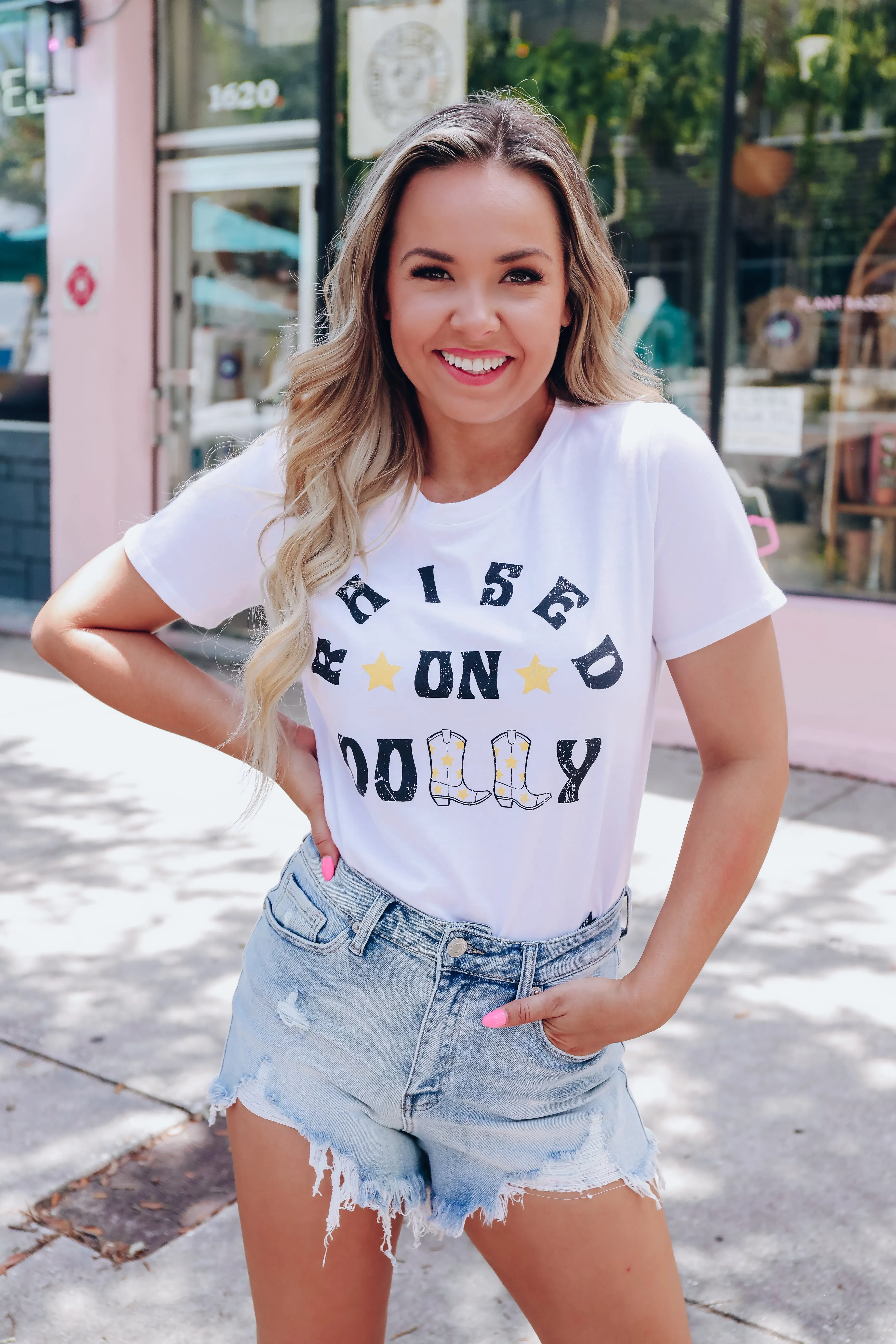 "Raised On Dolly" Graphic Tee - White