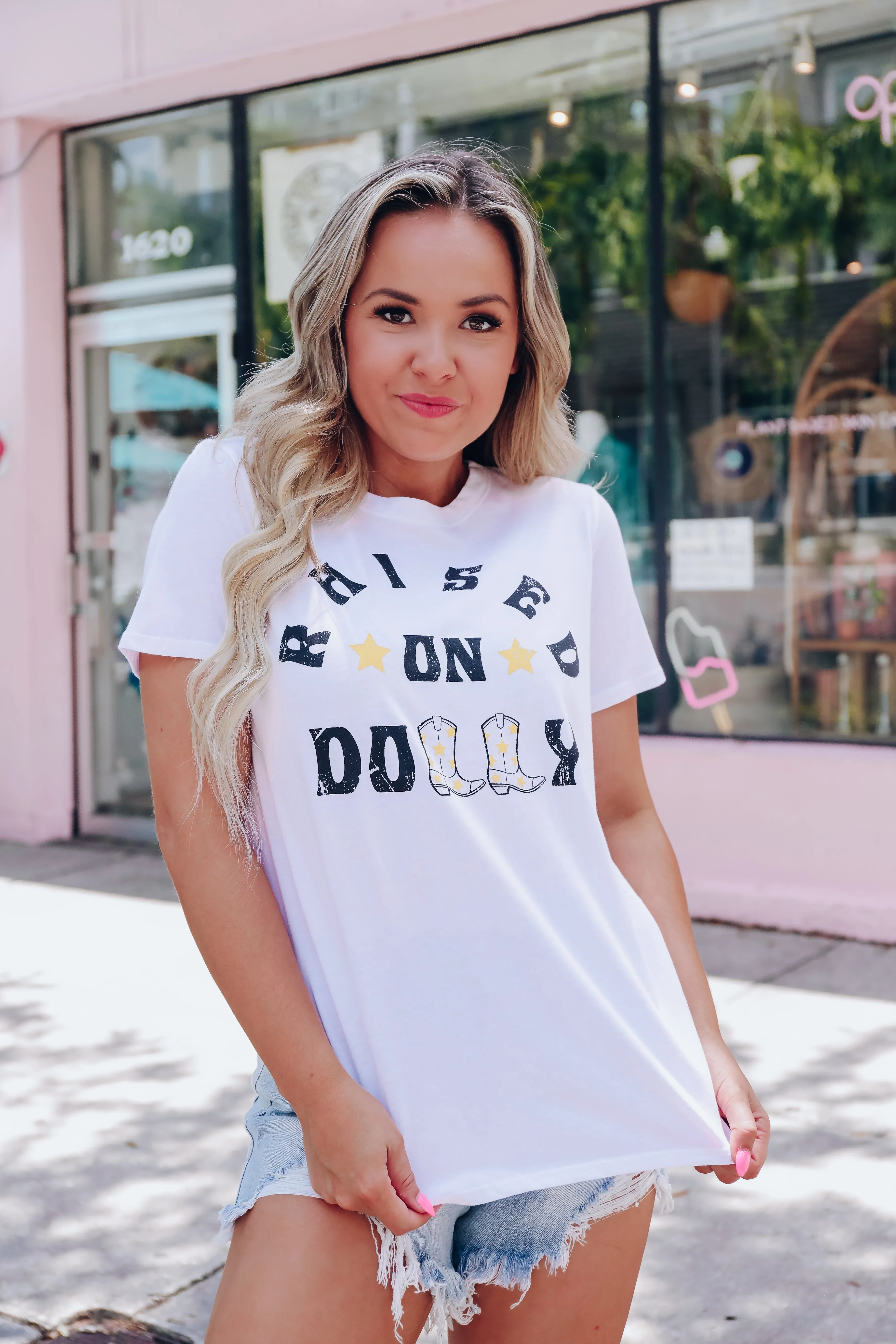 "Raised On Dolly" Graphic Tee - White
