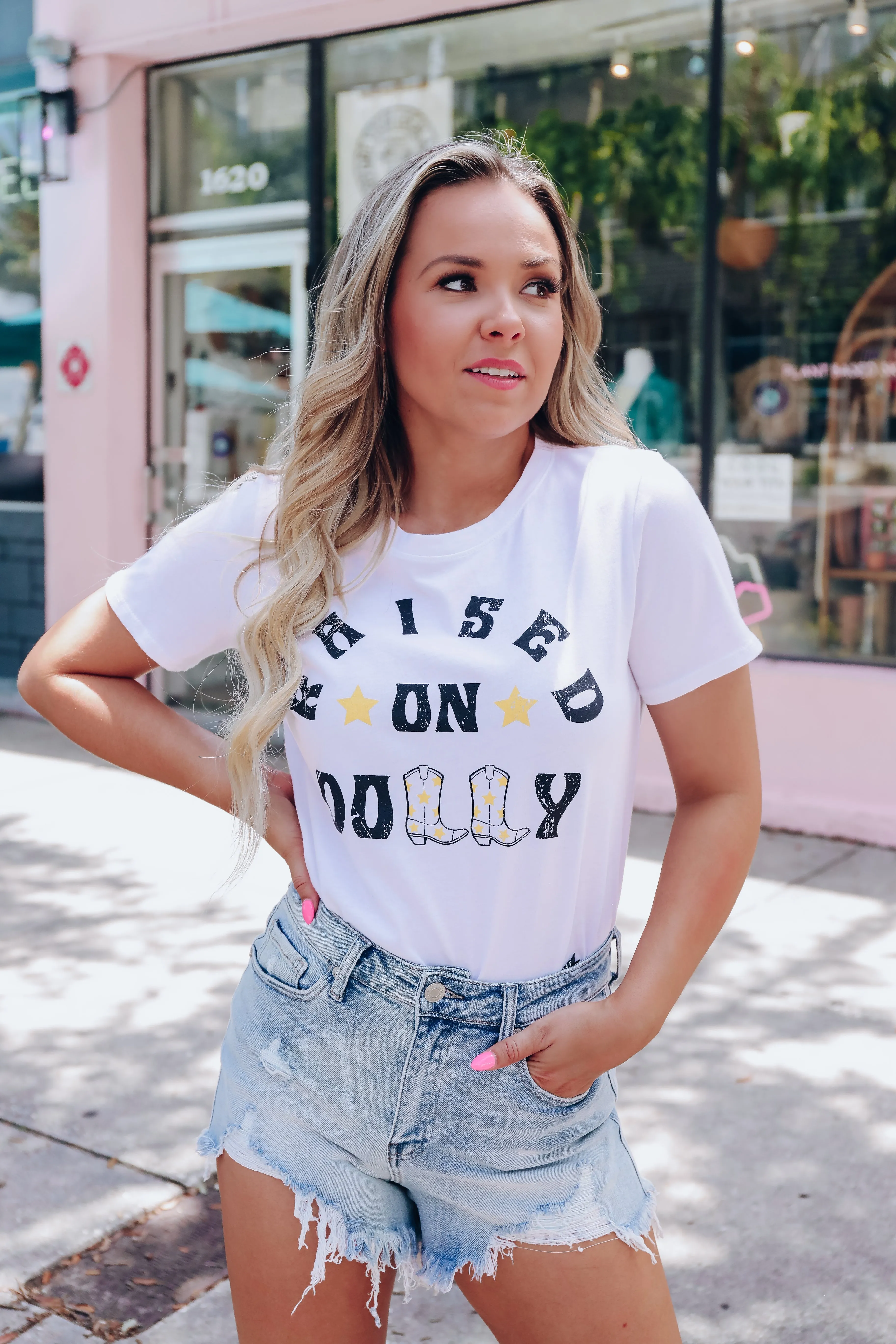 "Raised On Dolly" Graphic Tee - White