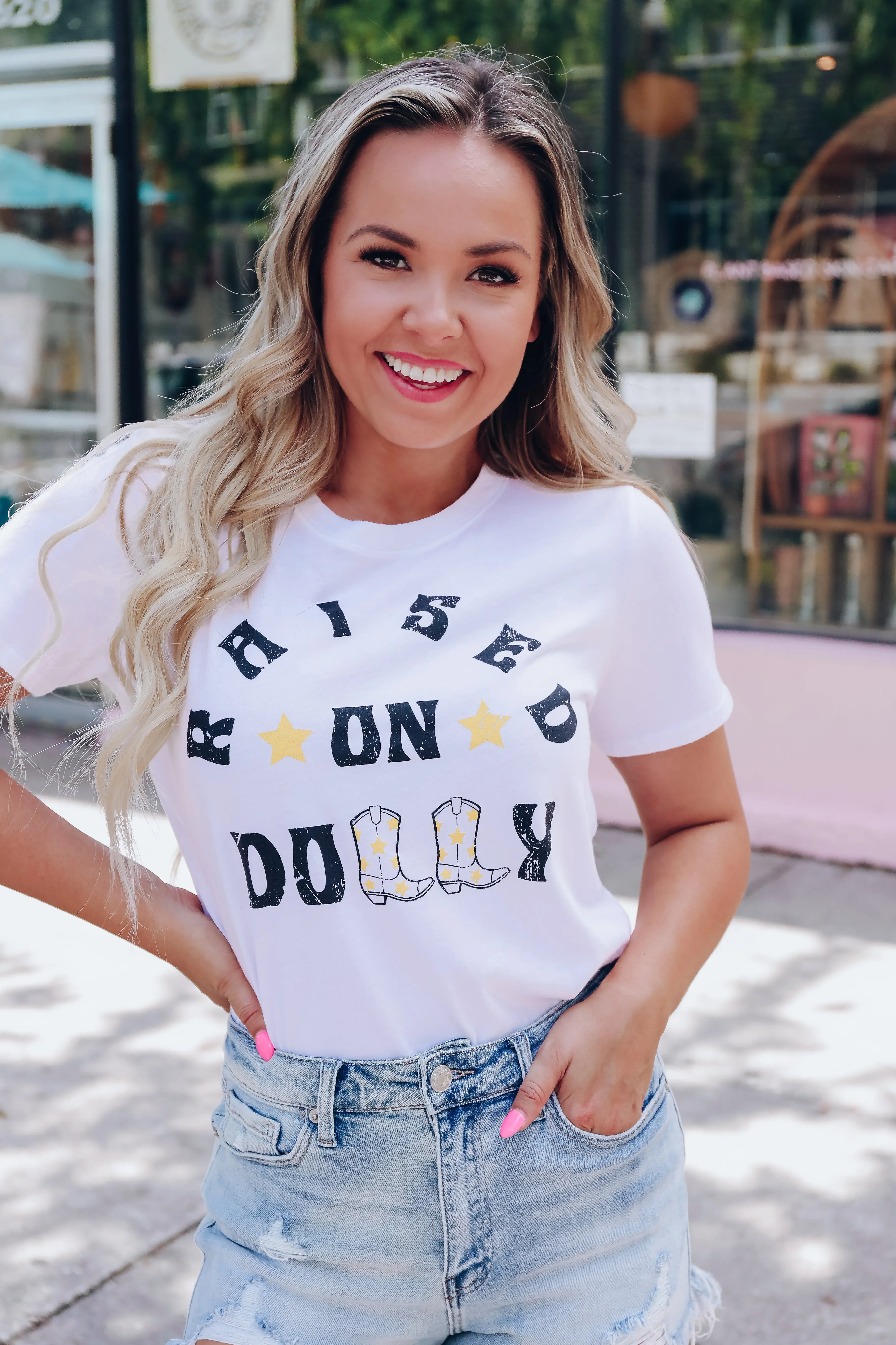"Raised On Dolly" Graphic Tee - White