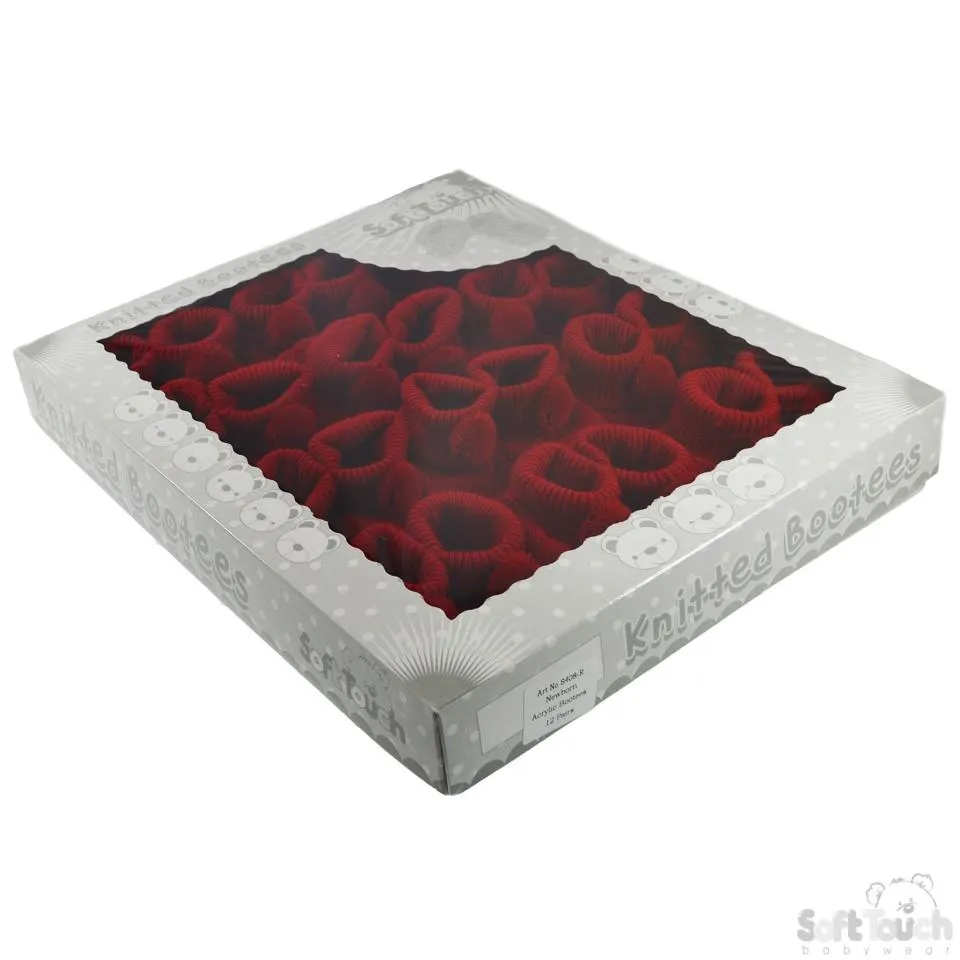 Red Acrylic Pom-Pom Baby Bootees - S408-R
