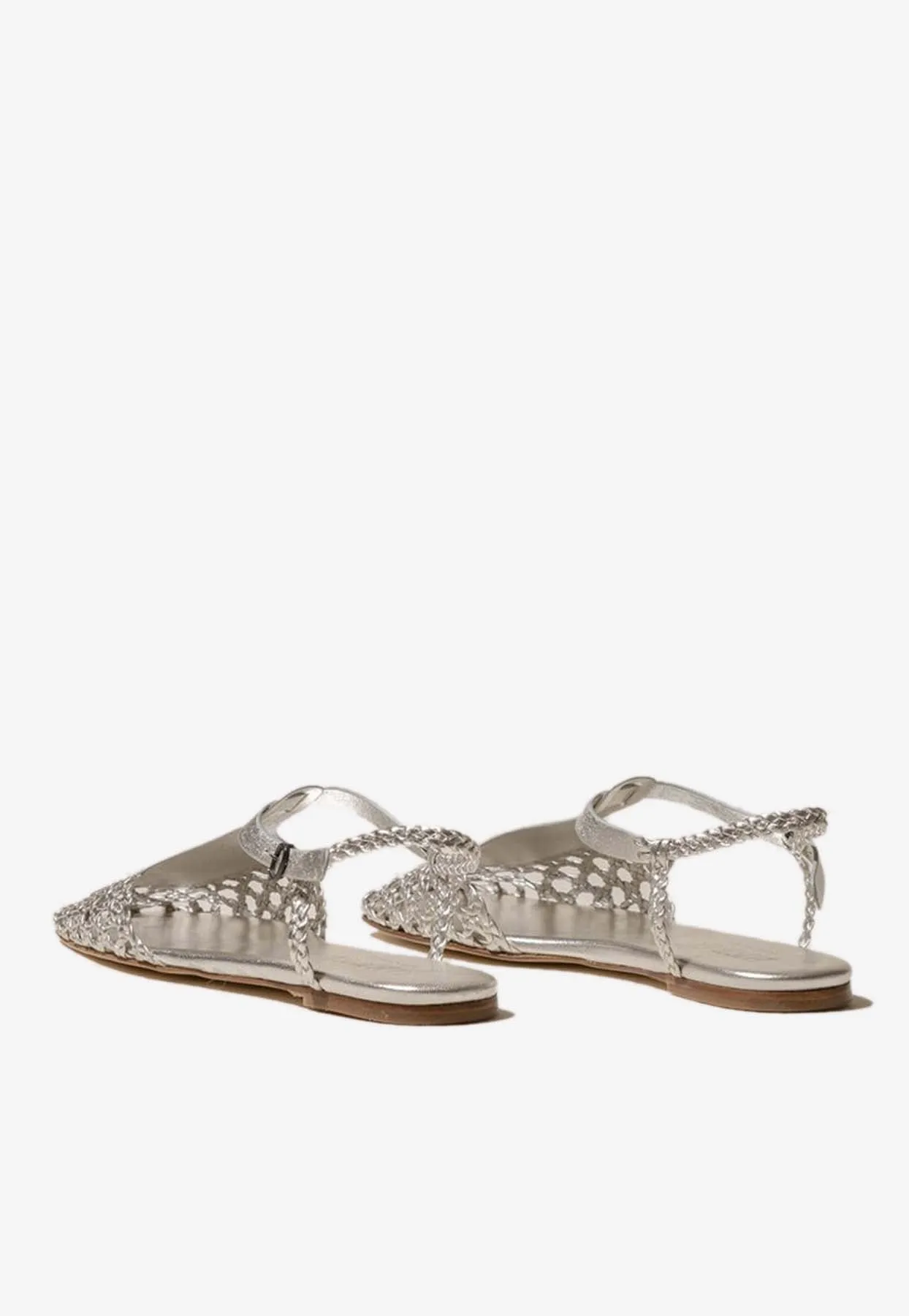 Reixa Metallic Woven T-bar Sandals