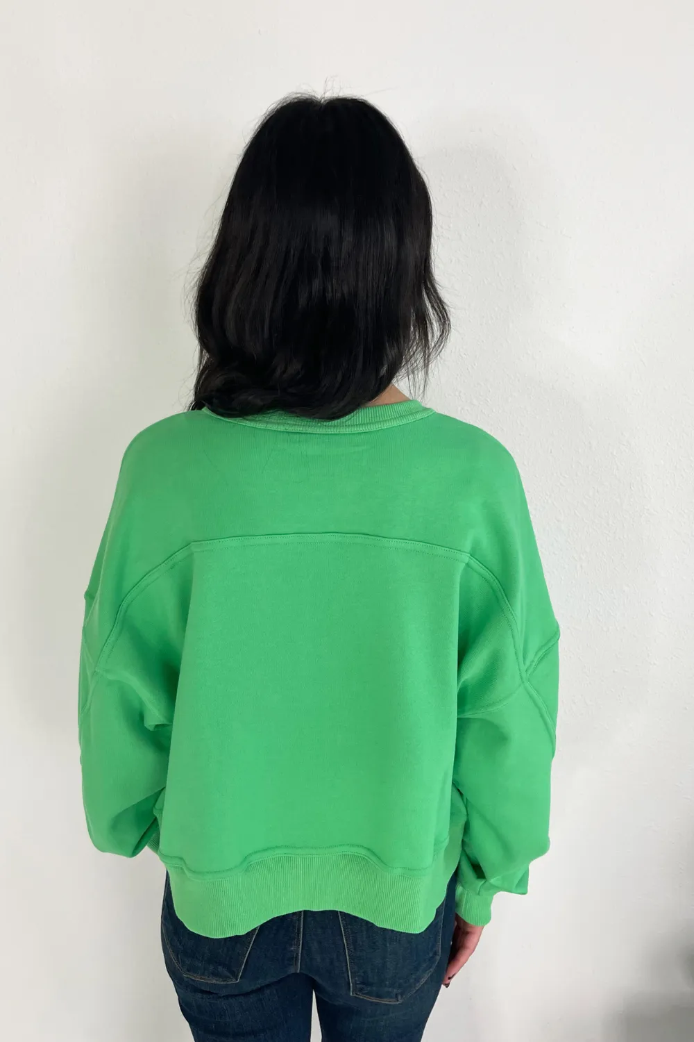 Relaxed Crop Henley Pullover