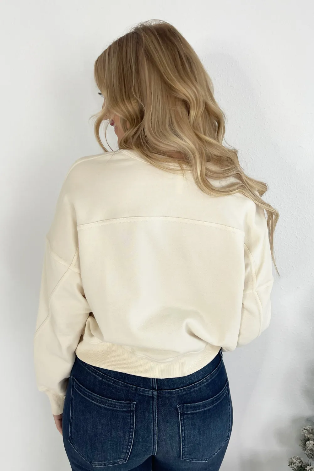 Relaxed Crop Henley Pullover