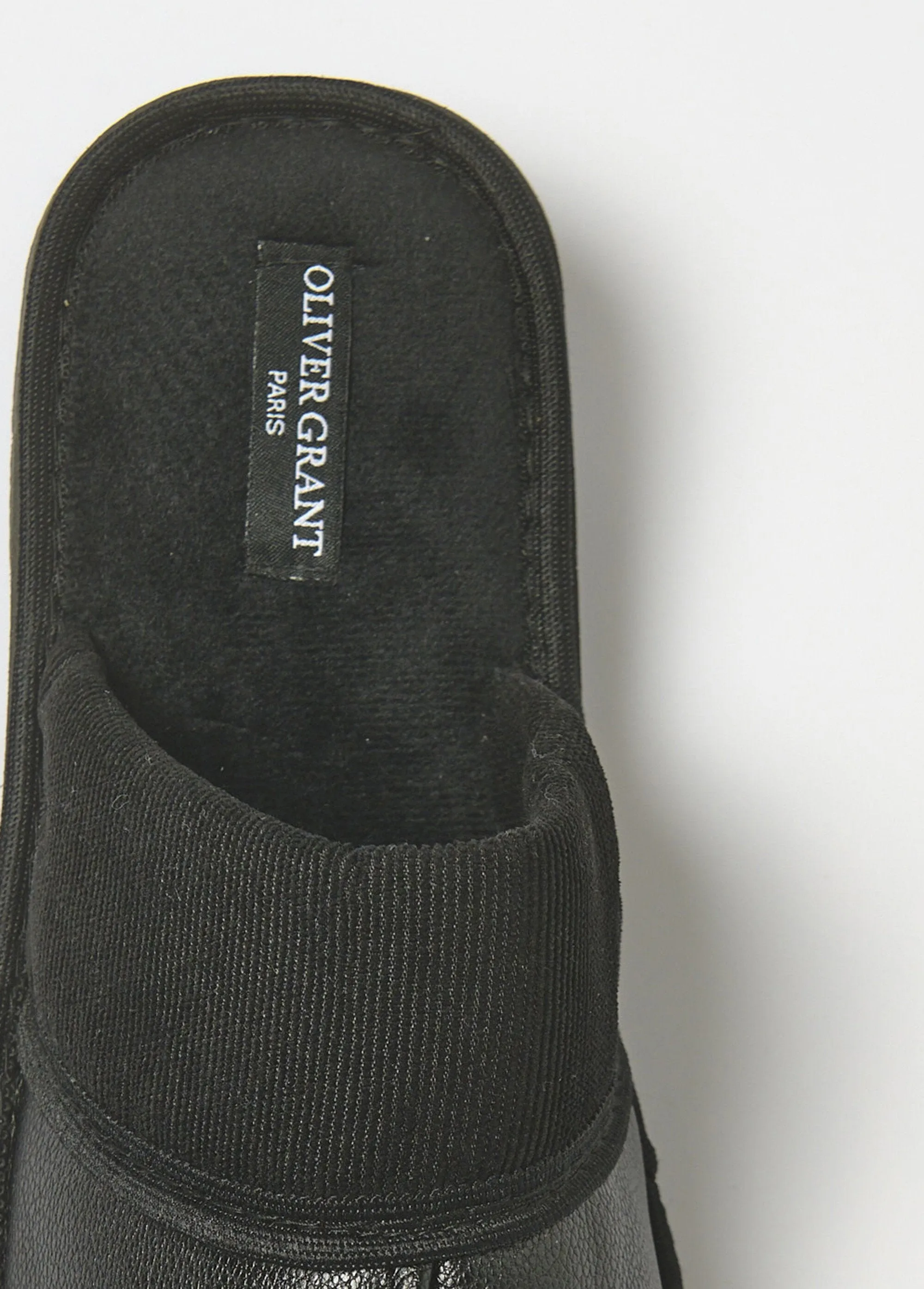 Ribbed and faux leather slippers