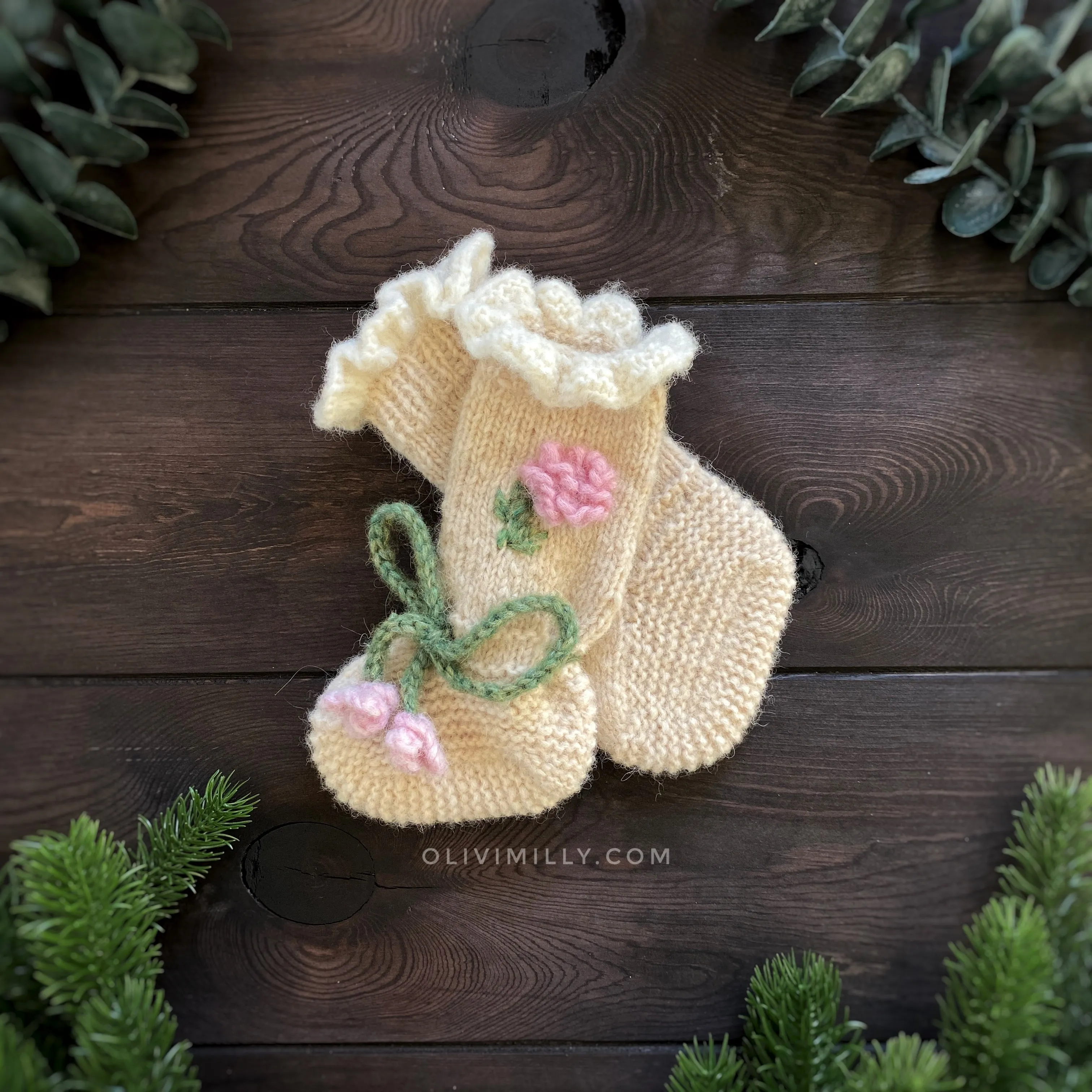 Roses Booties |wheat| in stock (9-12m)