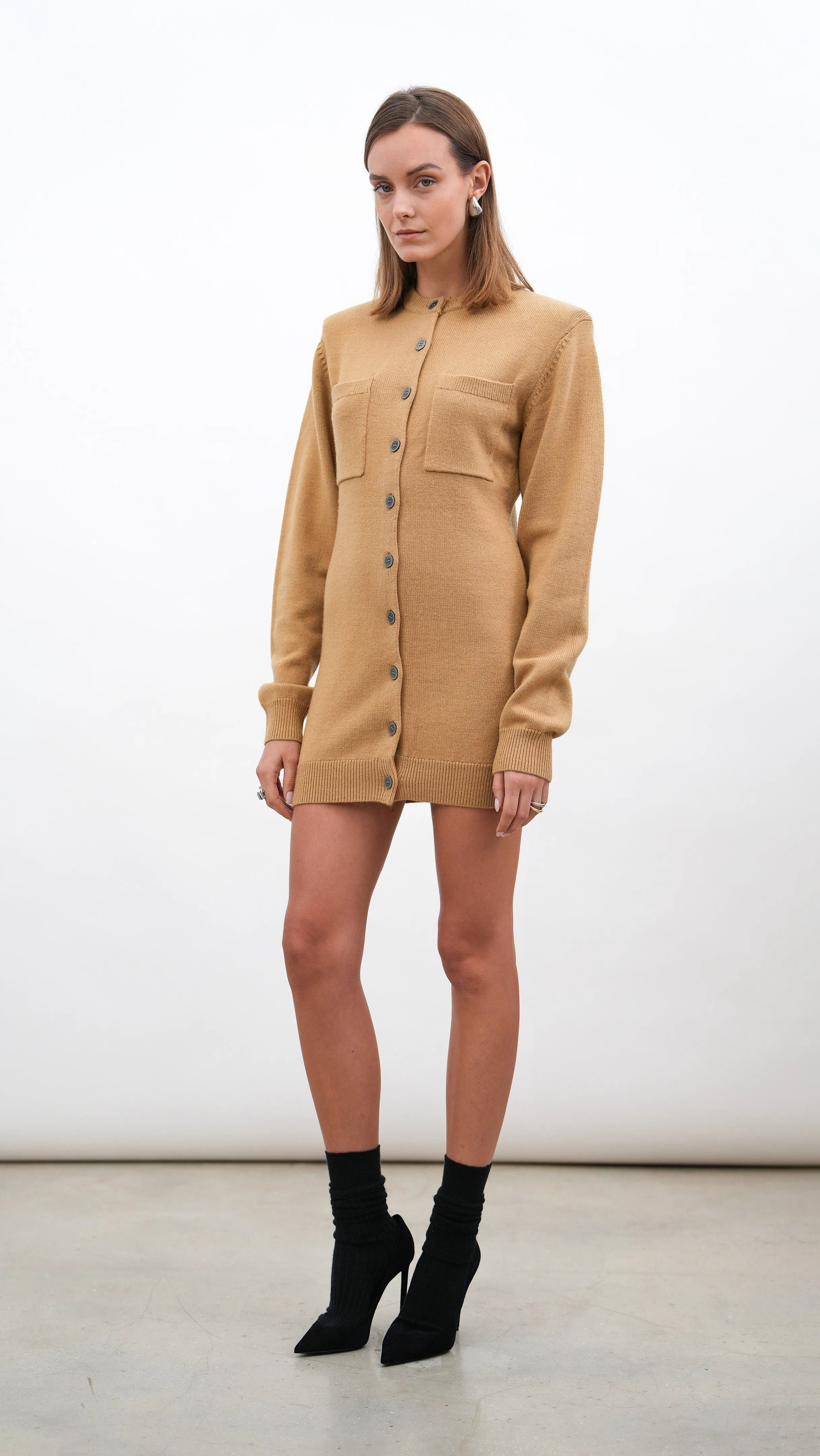 SADIE CARDIGAN DRESS - CAMEL
