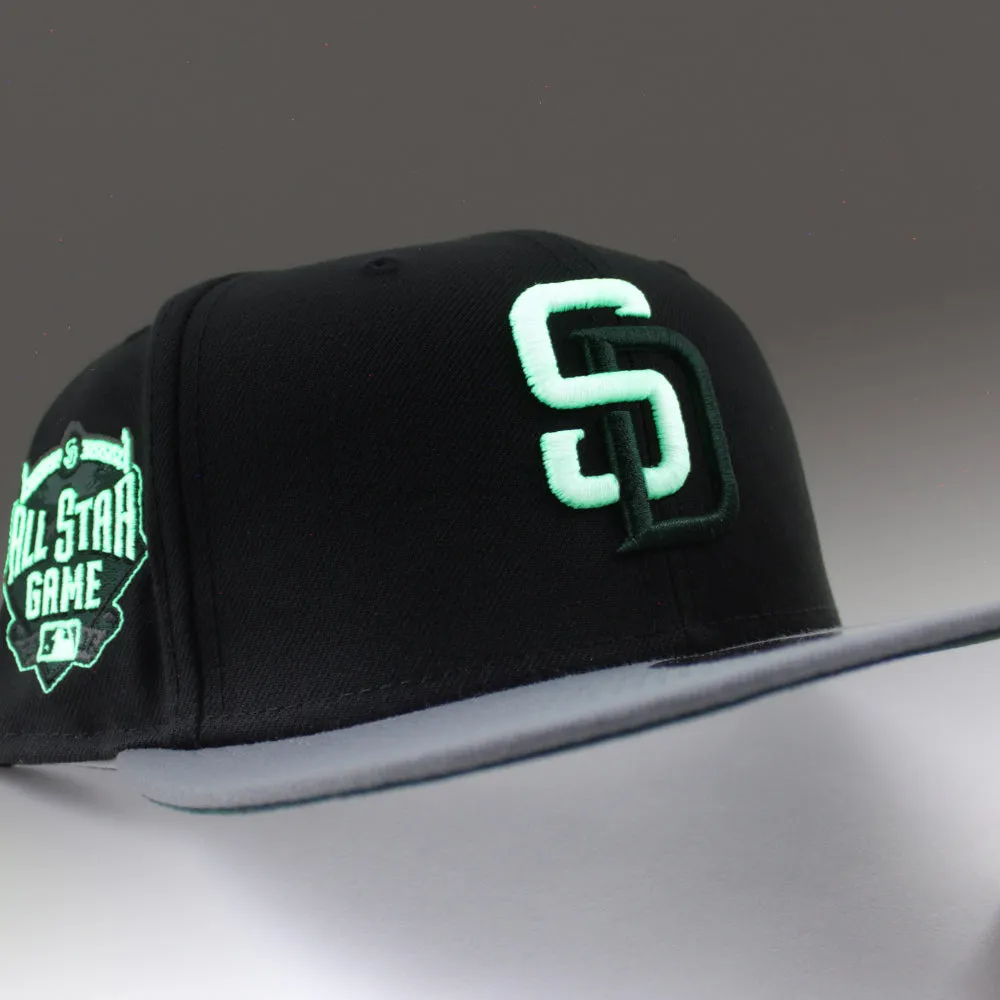 San Diego Padres 2016 All-Star Game New Era Fitted 59Fifty Hat (GITD Black Stone gray Dark Green Under Brim)