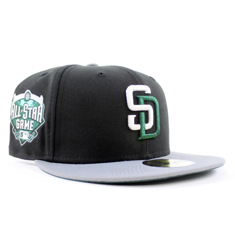 San Diego Padres 2016 All-Star Game New Era Fitted 59Fifty Hat (GITD Black Stone gray Dark Green Under Brim)