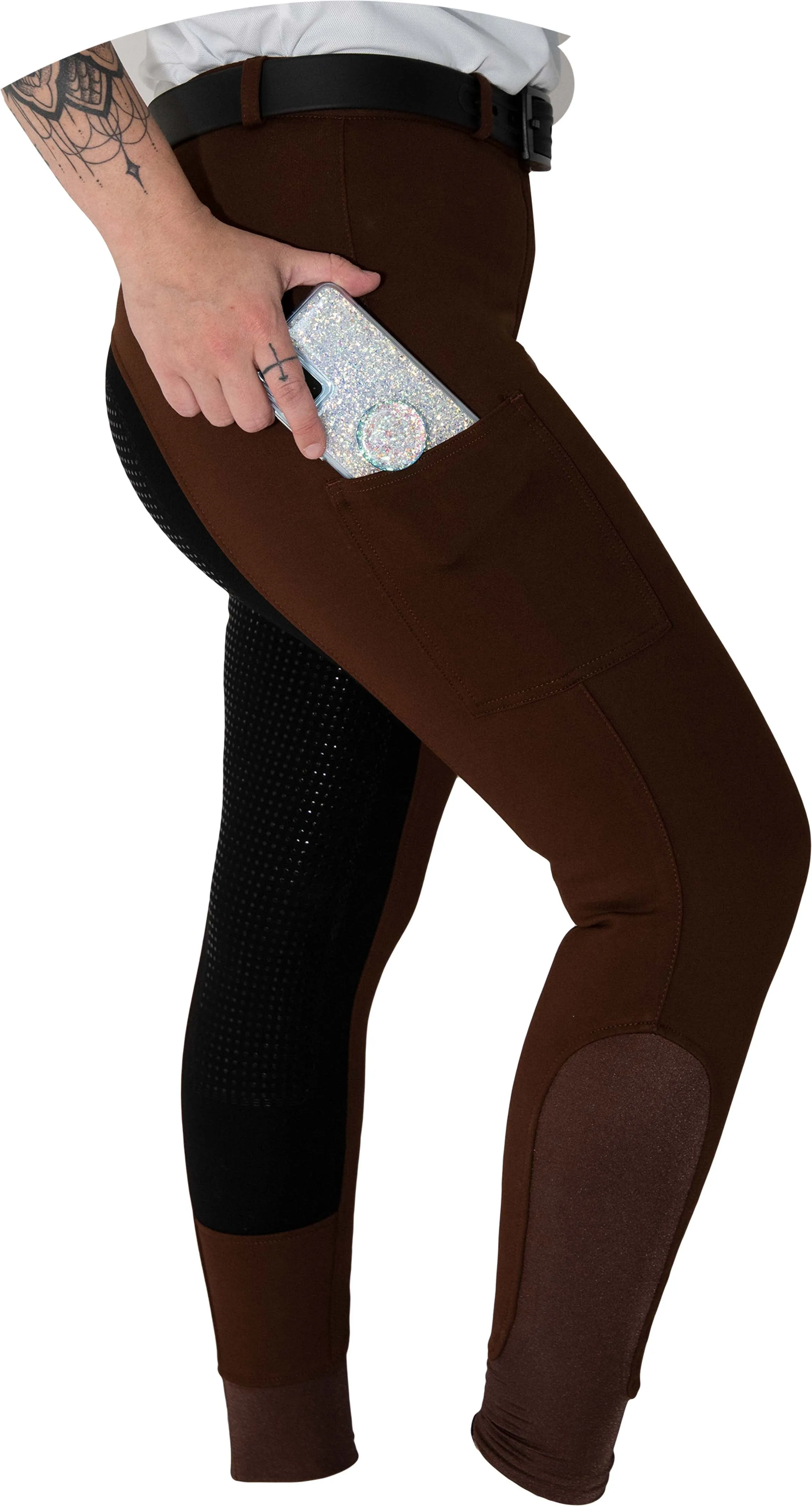 Signature Mid-Waist Breech | Mocha   Black | Side Pocket