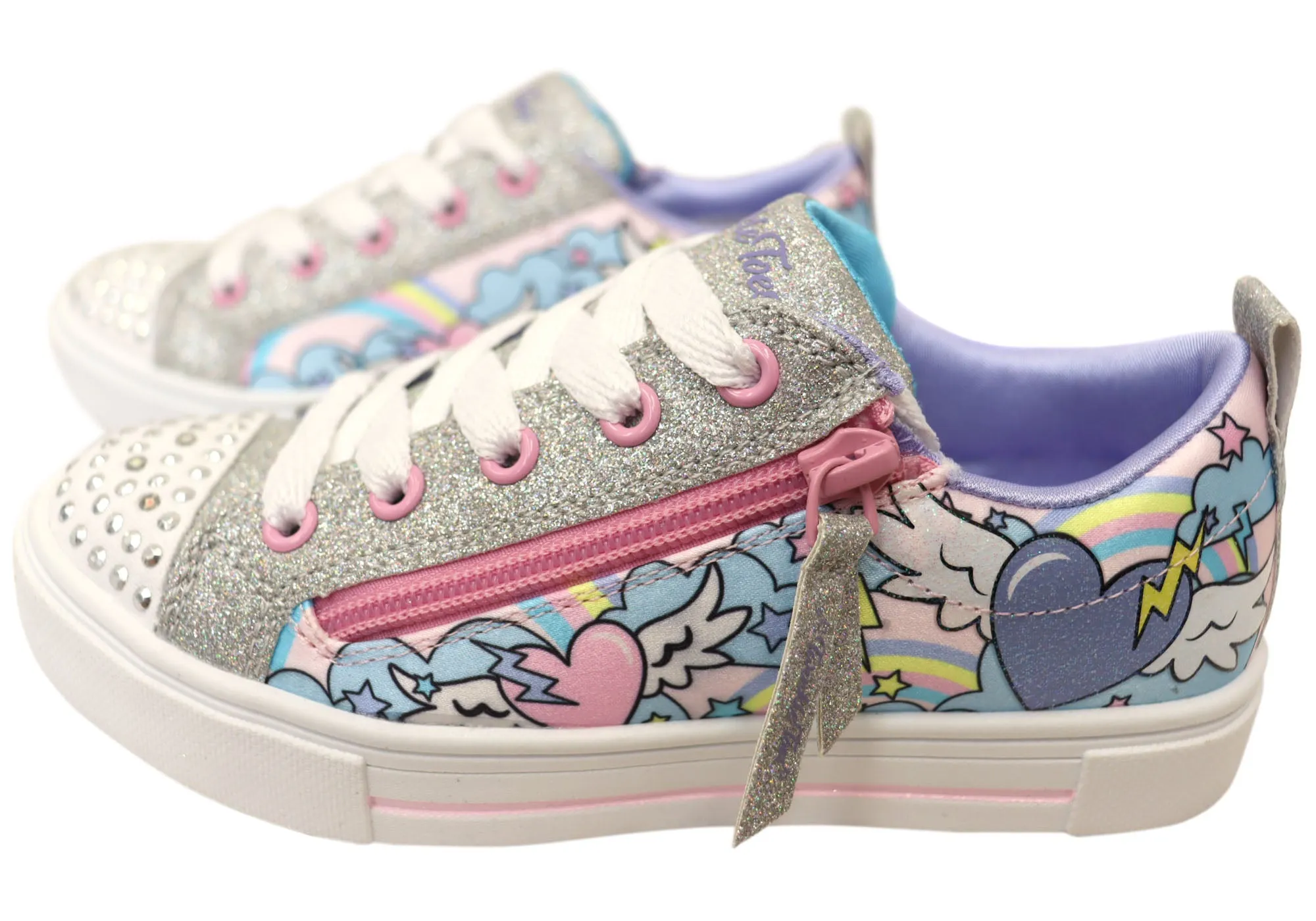 Skechers Girls Kids Twinkle Sparks Flying Hearts Comfortable Shoes