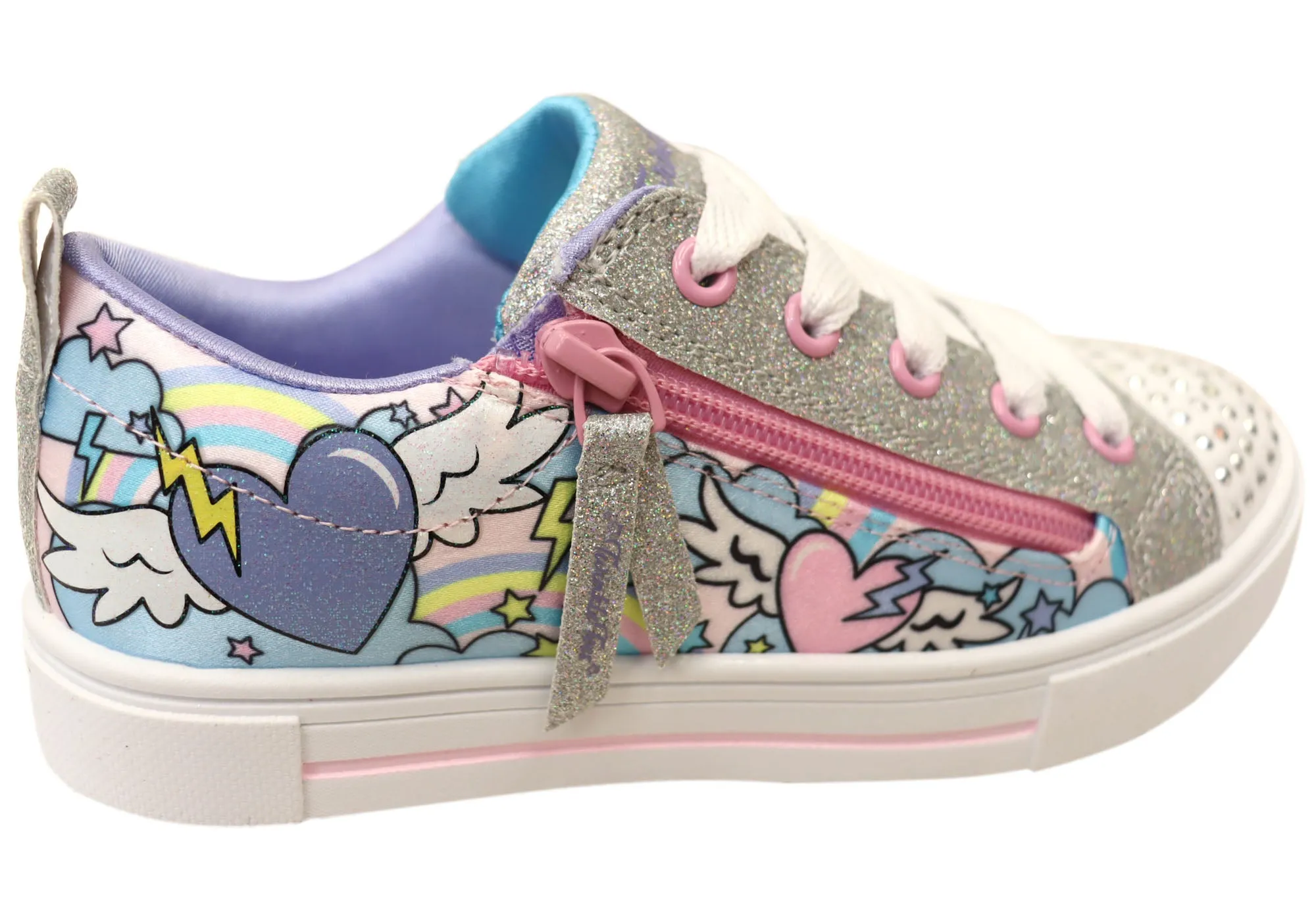 Skechers Girls Kids Twinkle Sparks Flying Hearts Comfortable Shoes
