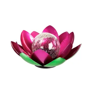 Solar Lighted Lotus Flower Garden Décor, Pink,9.84"x9.84"x4.72"inches