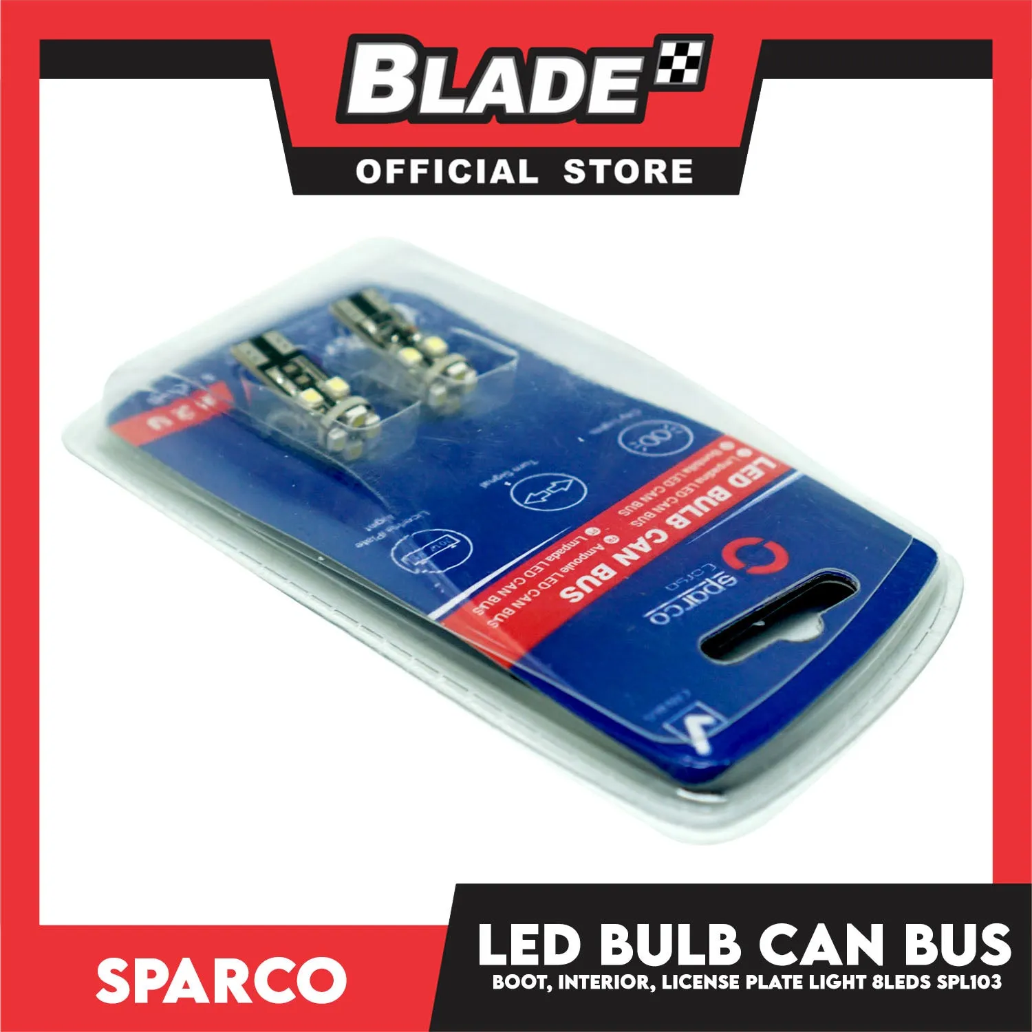 Sparco Led Bulb Can Bus SPL103 8 LEDS Used for City Lights, Turn Signal & License Plate Light