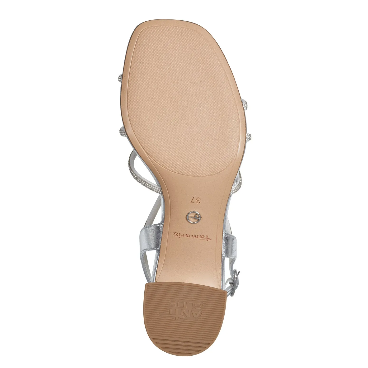 Tamaris Strappy Low Sandal with Diamante Trim Silver