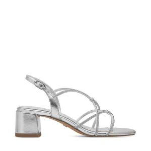 Tamaris Strappy Low Sandal with Diamante Trim Silver
