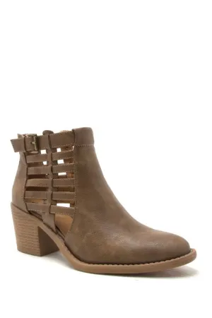 Taupe Midi Cutout Booties